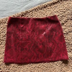 Red Snake Print Mini Skirt